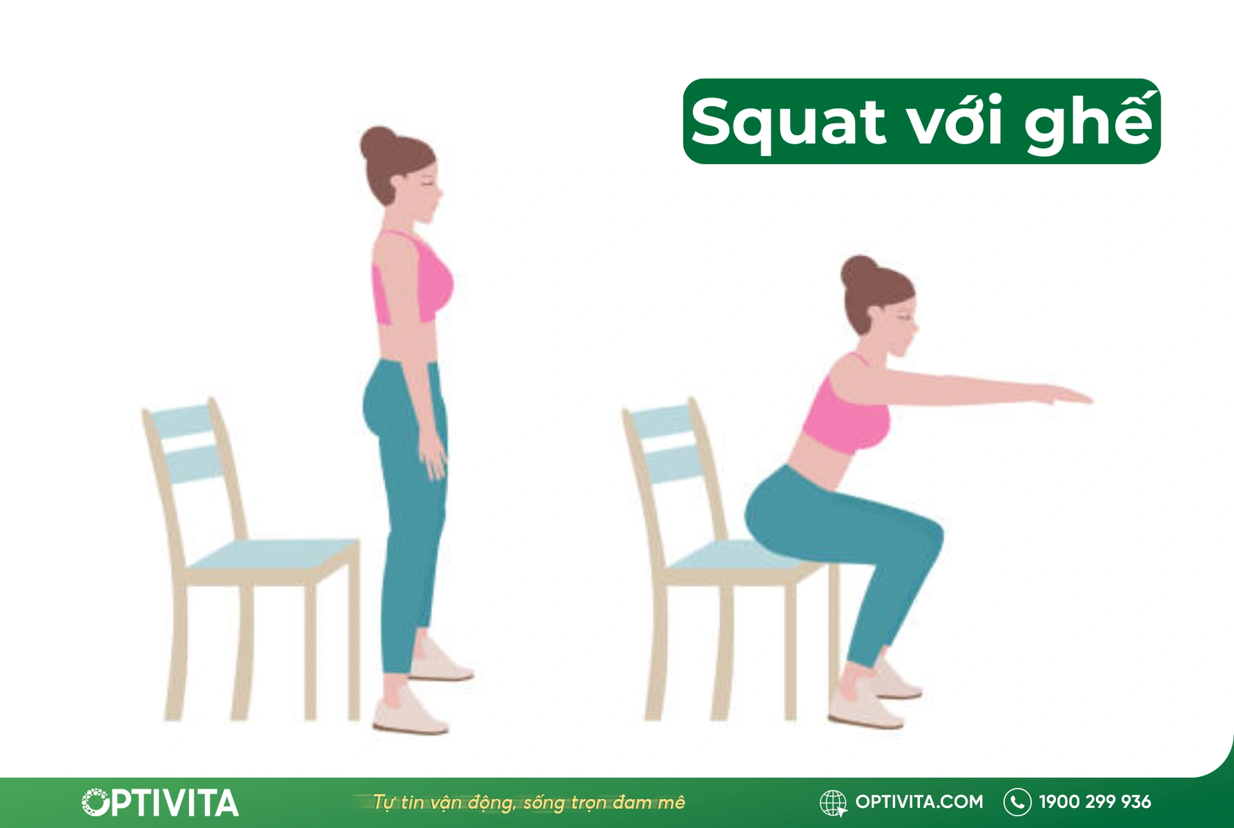 Squat với ghế (Chair squats)