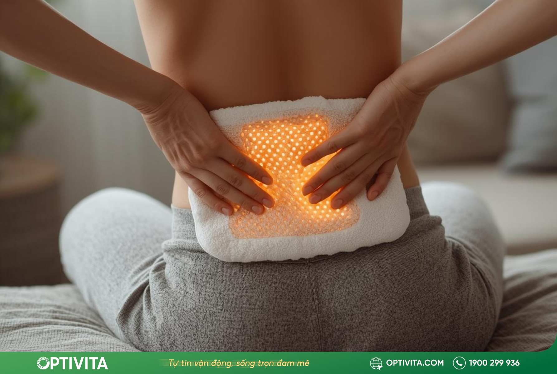 Chườm nóng lưng điều trị đau lưng không cúi được